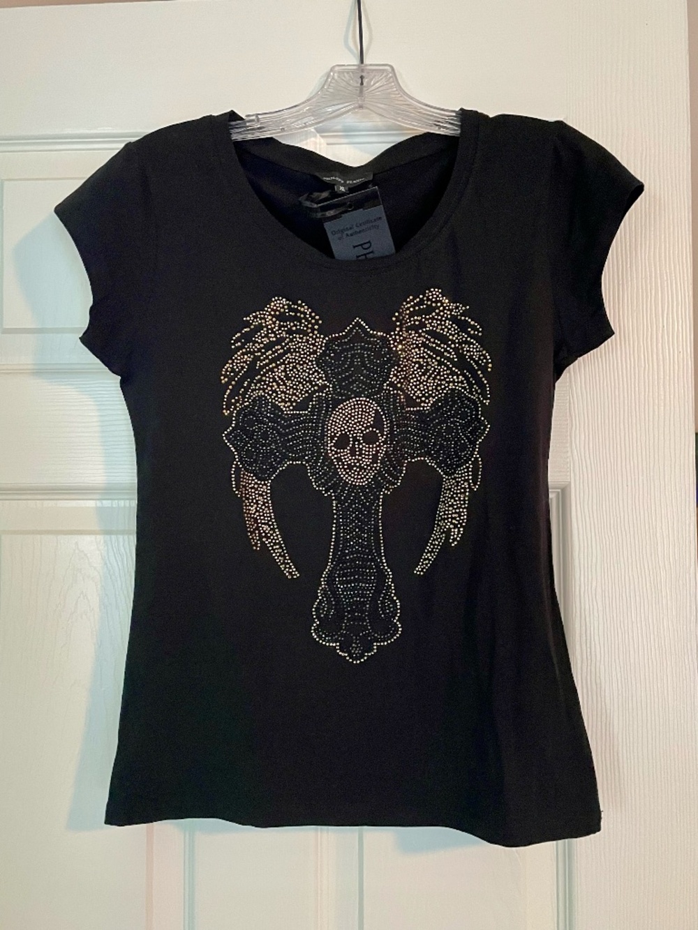 Phillip Plein Women's T-Shirt Crystal Cross+Skull+Wings XL - NWT